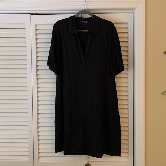 J. Crew Bungalow Popover Dress in Black Linen - Picture 1 of 6